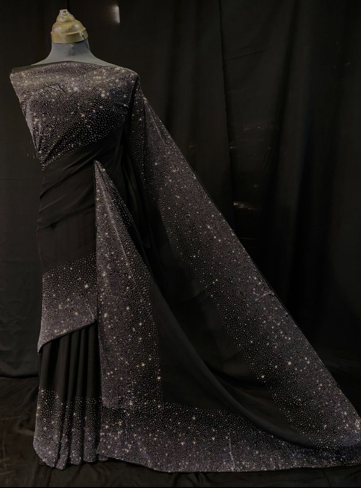 Midnight Spark Chiffon Saree (UNSTITCHED)