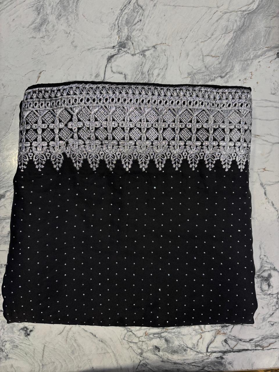 Dewdrop Elegance Saree DARK (UNSTITCHED)