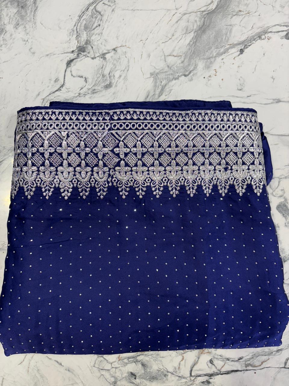 Dewdrop Elegance Saree DARK (UNSTITCHED)