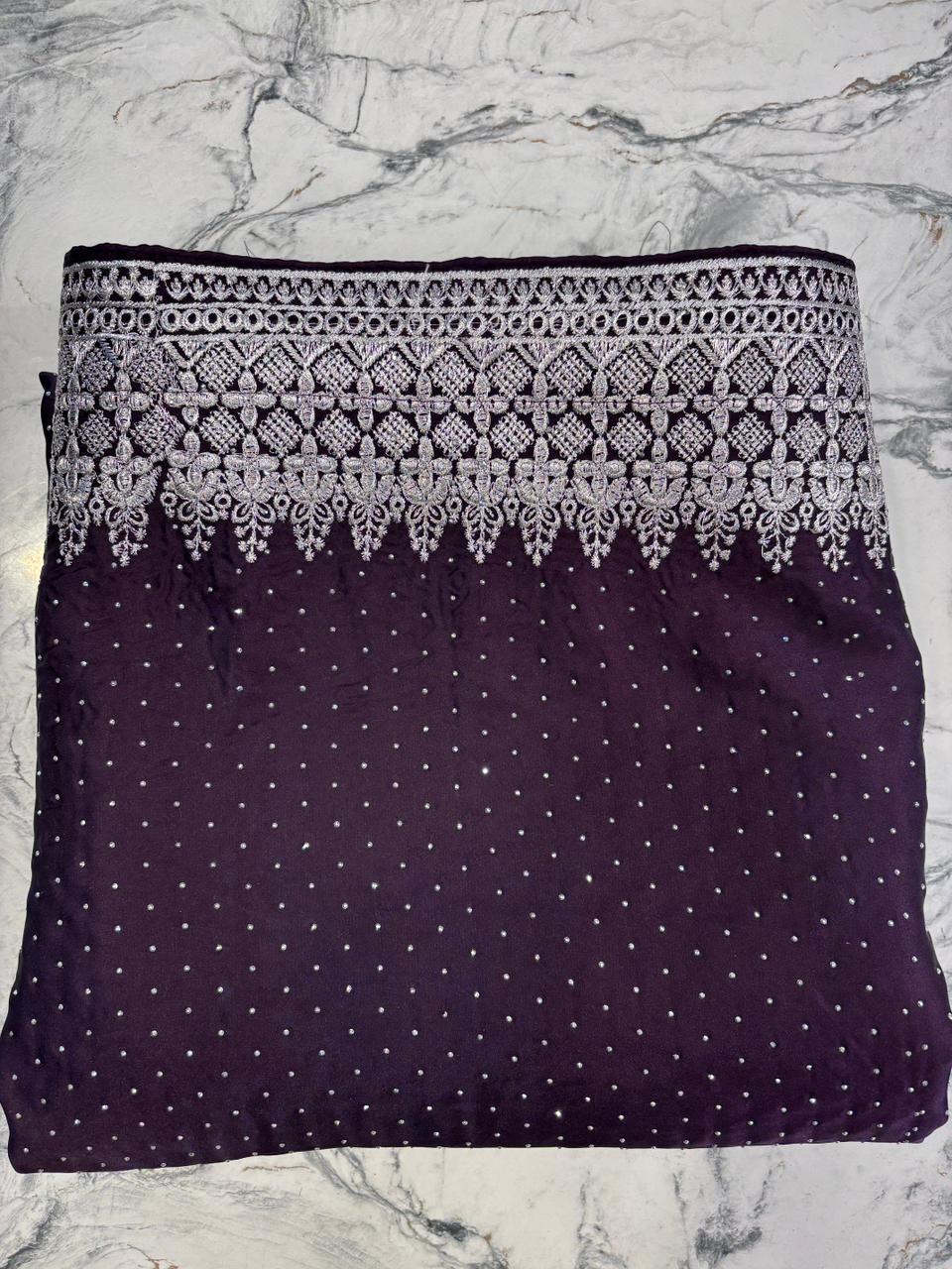 Dewdrop Elegance Saree DARK (UNSTITCHED)