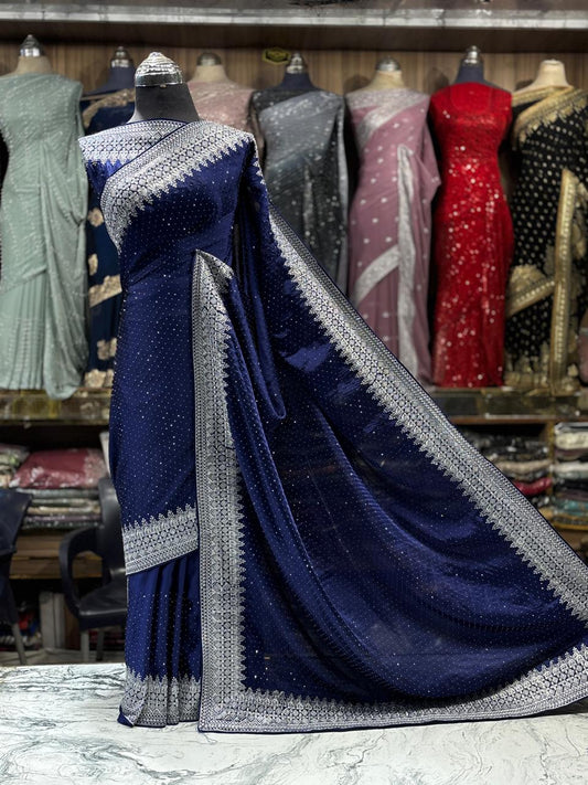 Dewdrop Elegance Saree DARK (UNSTITCHED)